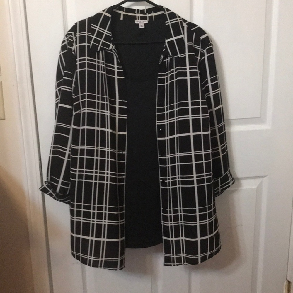 Black and white blouse